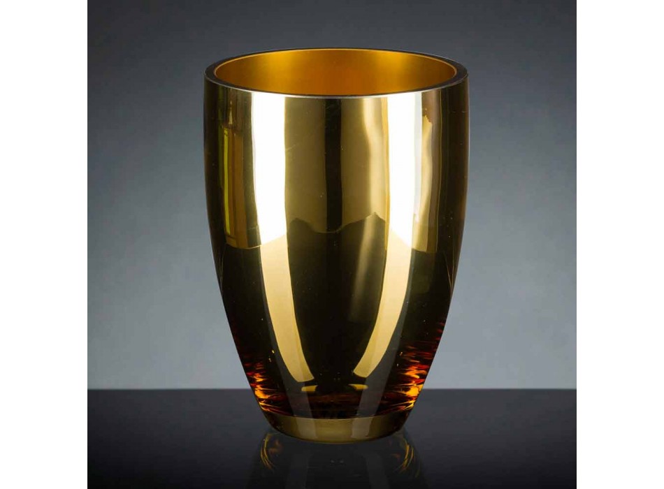 Indendørs vase i blæst glas guld Finish håndlavet i Italien - Taka Viadurini