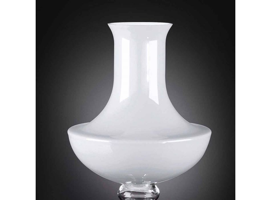 Moderne indendørs vase i hvidt og gennemsigtigt glas fremstillet i Italien - Portos Viadurini