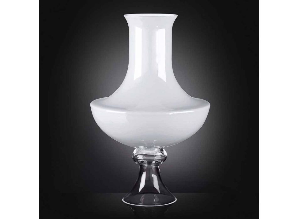 Moderne indendørs vase i hvidt og gennemsigtigt glas fremstillet i Italien - Portos Viadurini