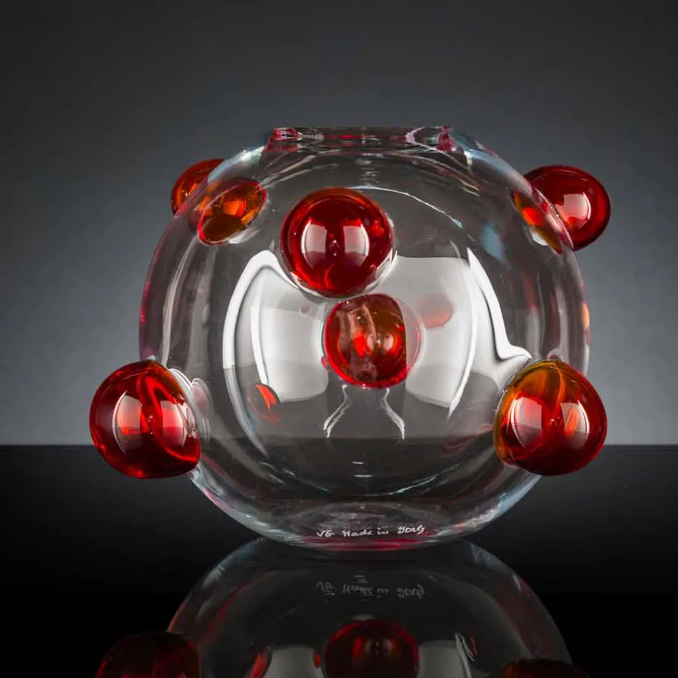 Rund indendørs vase i blæst muranoglas fremstillet i Italien - Astore Viadurini