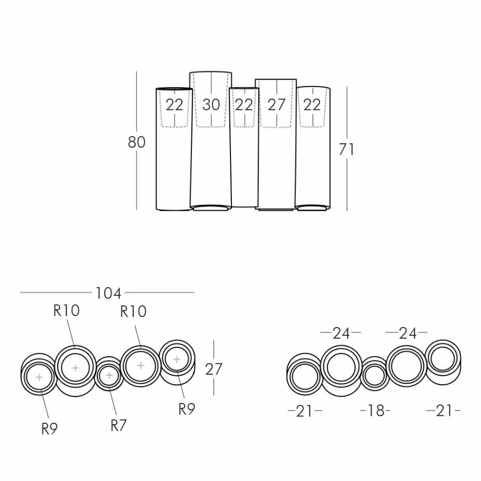 Dekorativ farvet vas Slide Bamboo moderne design lavet i Italien Viadurini