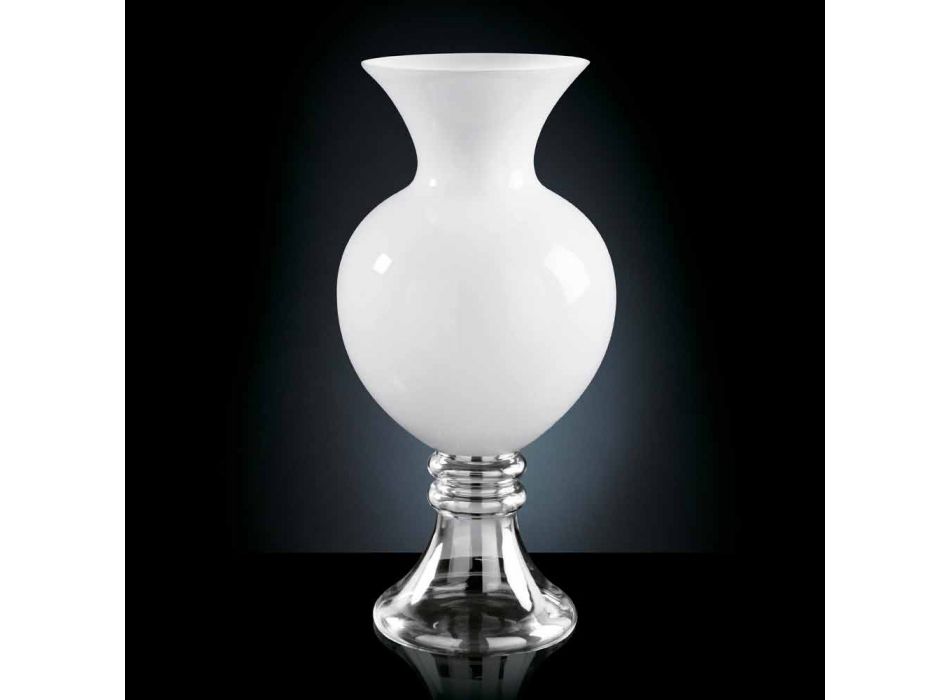 Indendørs dekorativ vase i hvidt og gennemsigtigt glas fremstillet i Italien - Frodino Viadurini