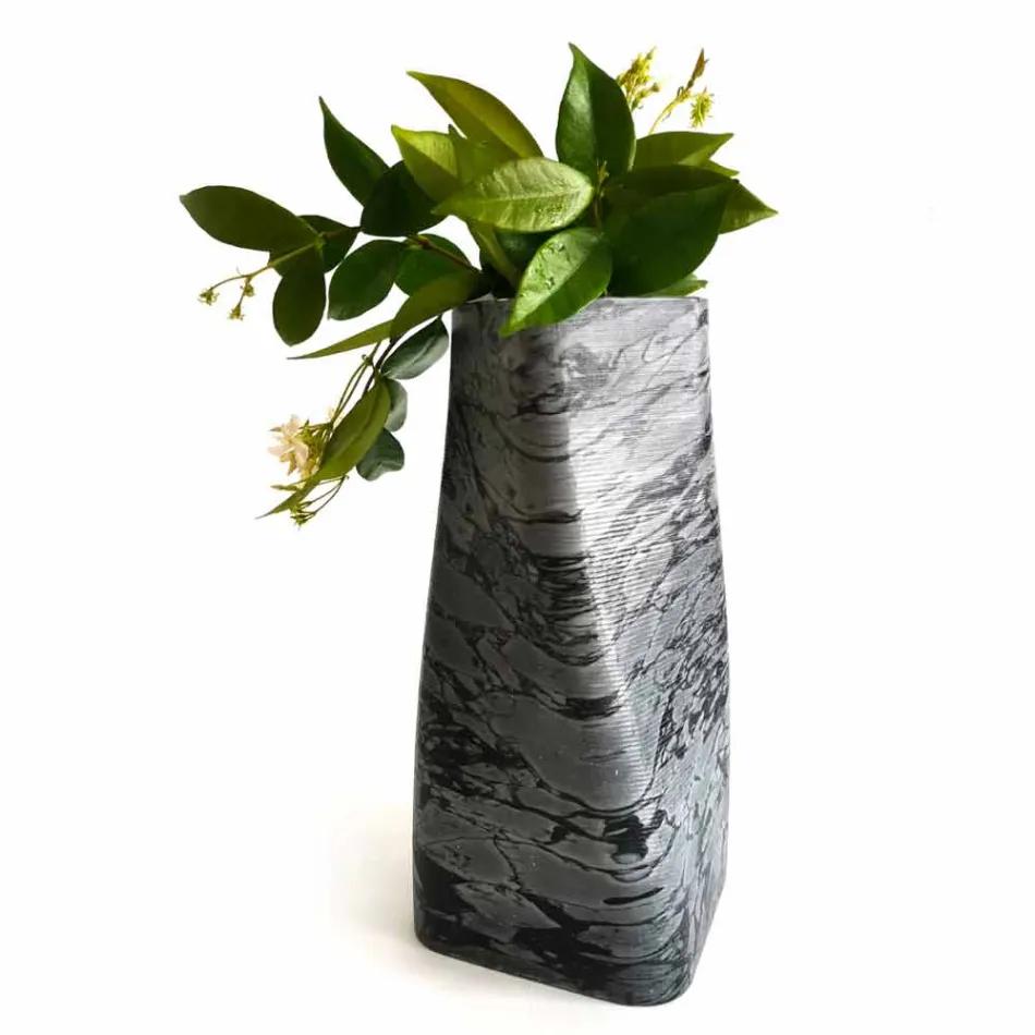 Dekorativ design vase i Bardiglio eller Carrara marmor fremstillet i Italien - Prisma Viadurini