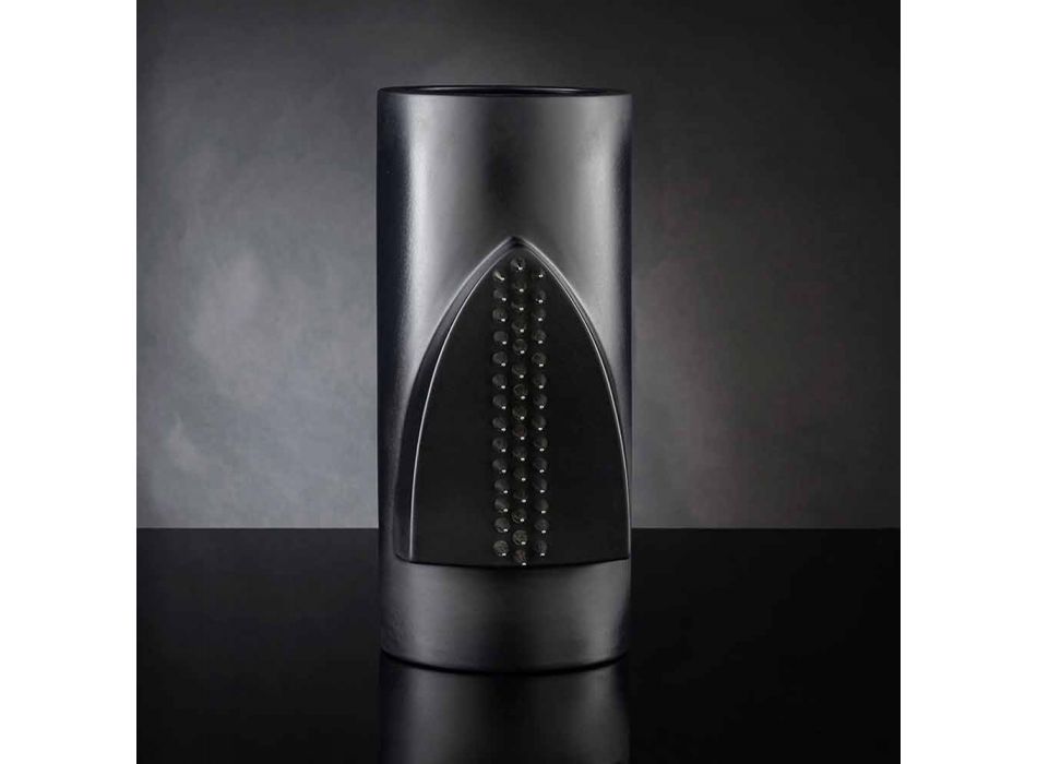 Dekorativ vase i mat sort keramik Håndlavet i Italien - Medina Viadurini