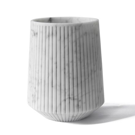 Dekorativ vase i hvid Carrara-marmor eller Portoro-design med striber - Cairo Viadurini