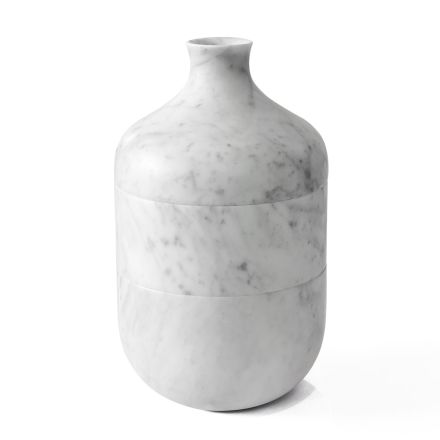 Dekorativ vase i hvid carrara marmor italiensk luksusdesign - Calar Viadurini