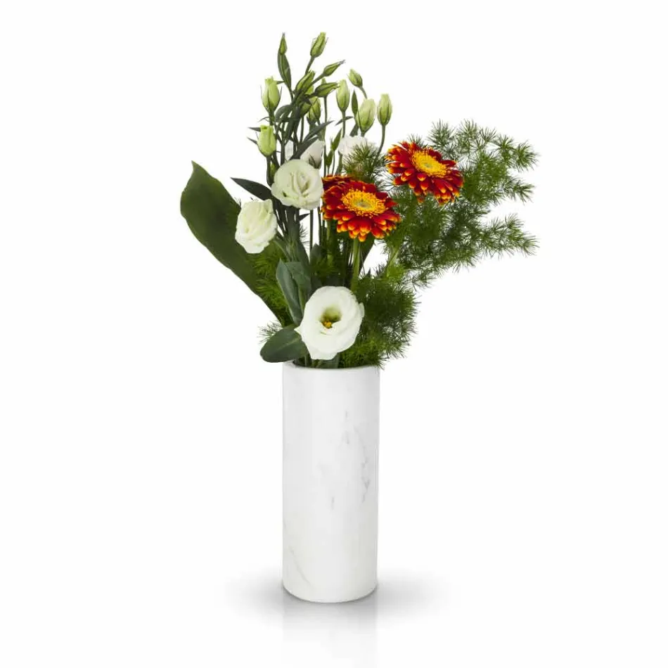 Hvid Carrara Marmor dekorativ vase lavet i Italien Design - Nevea Viadurini