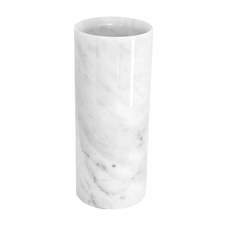 Hvid Carrara Marmor dekorativ vase lavet i Italien Design - Nevea Viadurini