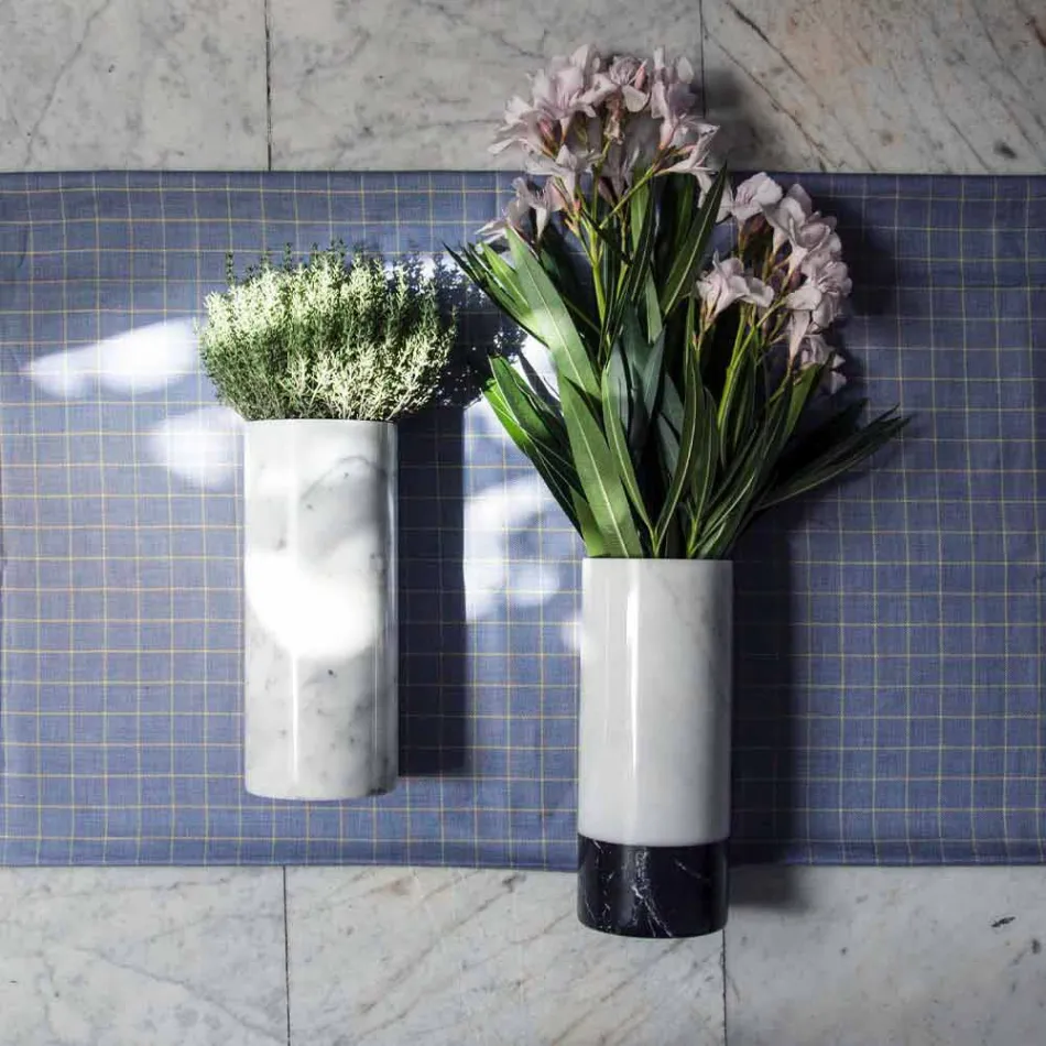 Hvid Carrara Marmor dekorativ vase lavet i Italien Design - Nevea Viadurini