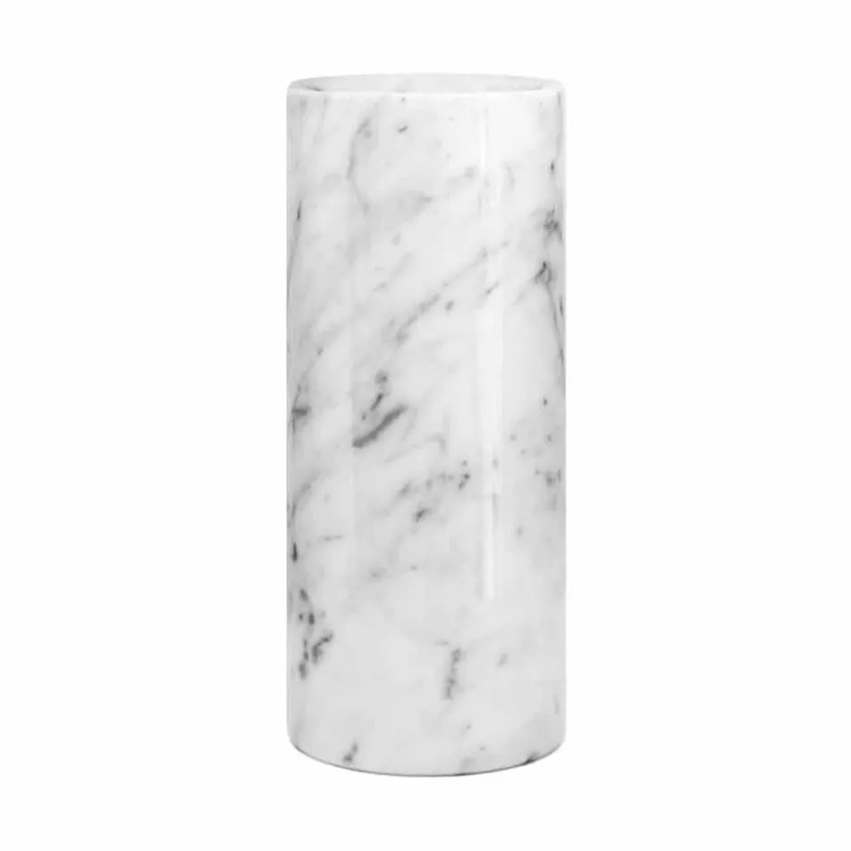 Hvid Carrara Marmor dekorativ vase lavet i Italien Design - Nevea Viadurini
