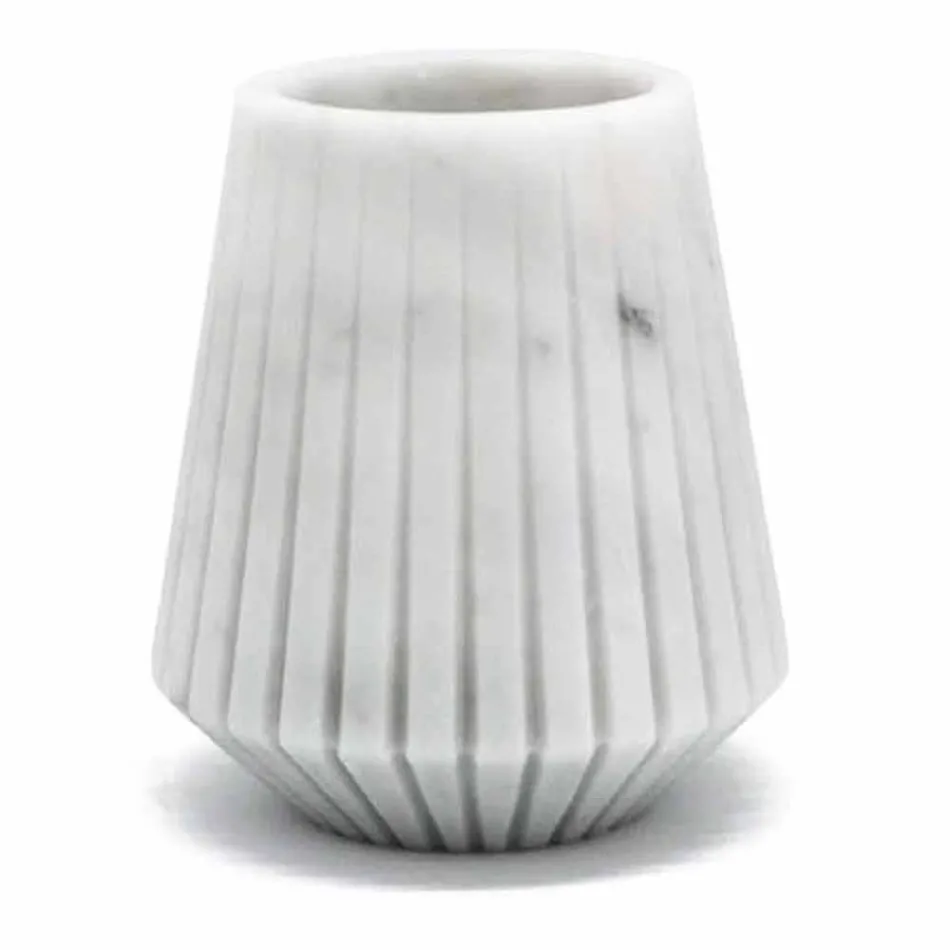 Moderne hvid Carrara-marmor dekorativ vase fremstillet i Italien - Kairo Viadurini