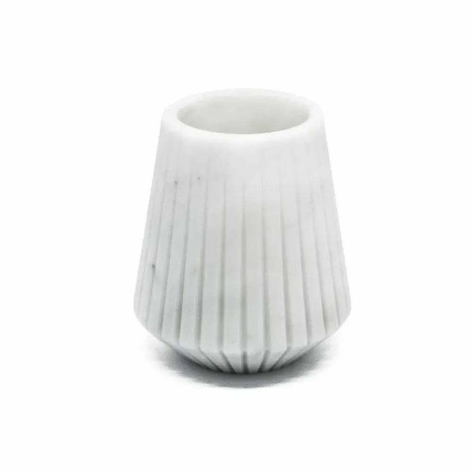 Moderne hvid Carrara-marmor dekorativ vase fremstillet i Italien - Kairo Viadurini