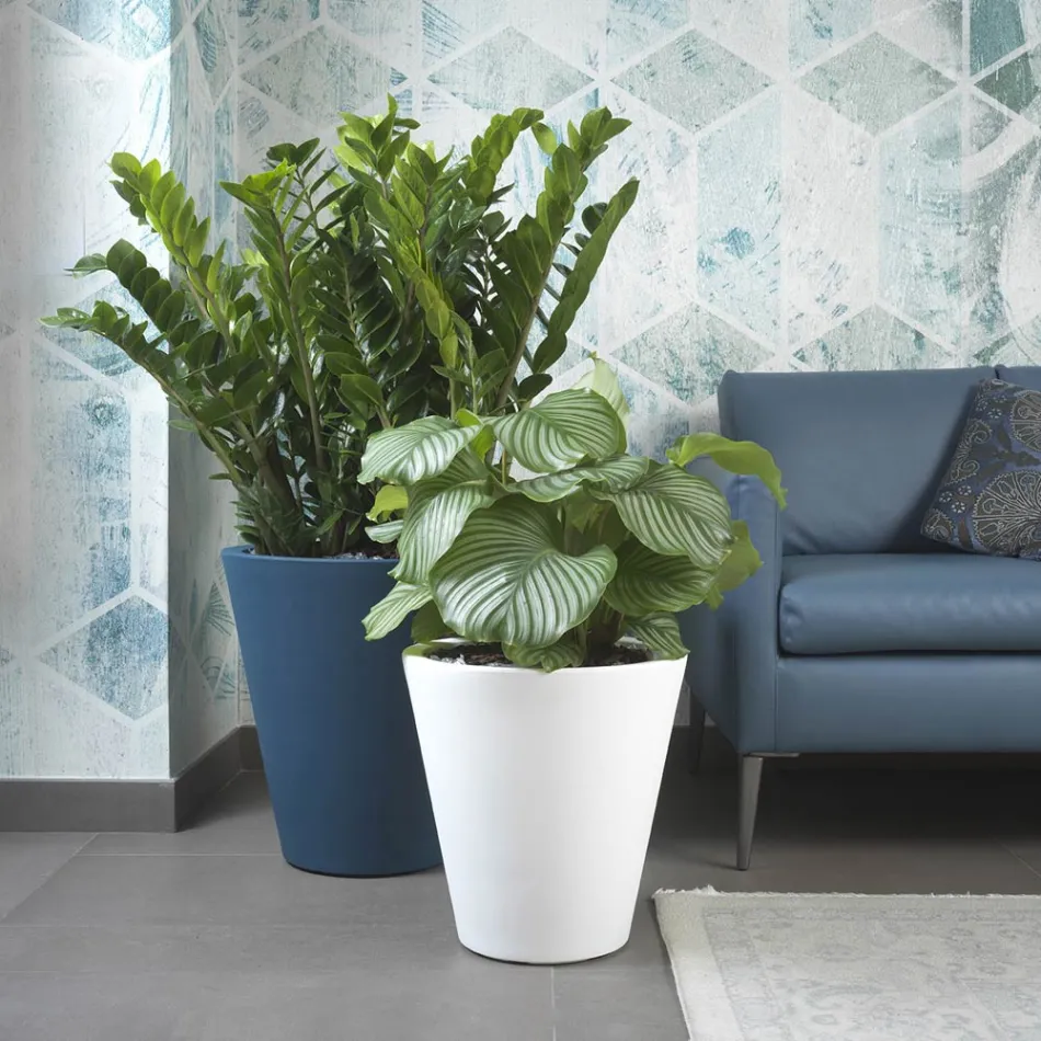 Rund farvet polyethylen dekorativ vase lavet i Italien - Mengo Viadurini