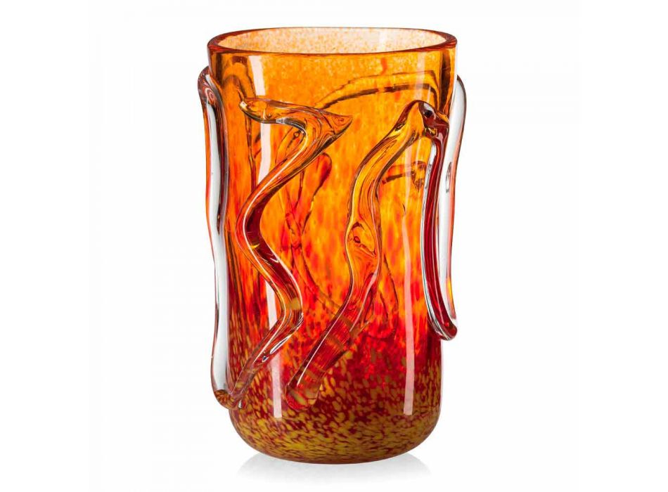 Orange Murano blæst glas dekorativ vase lavet i Italien - Mister Viadurini