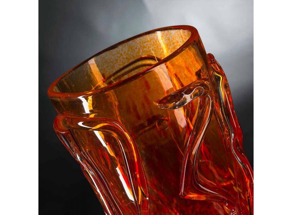 Orange Murano blæst glas dekorativ vase lavet i Italien - Mister Viadurini