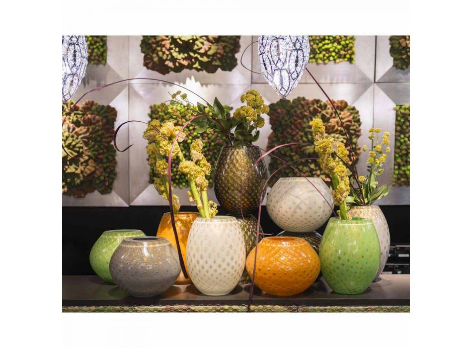 Dekorativ vase i farvet Murano-blæst glas fremstillet i Italien - Barletta Viadurini