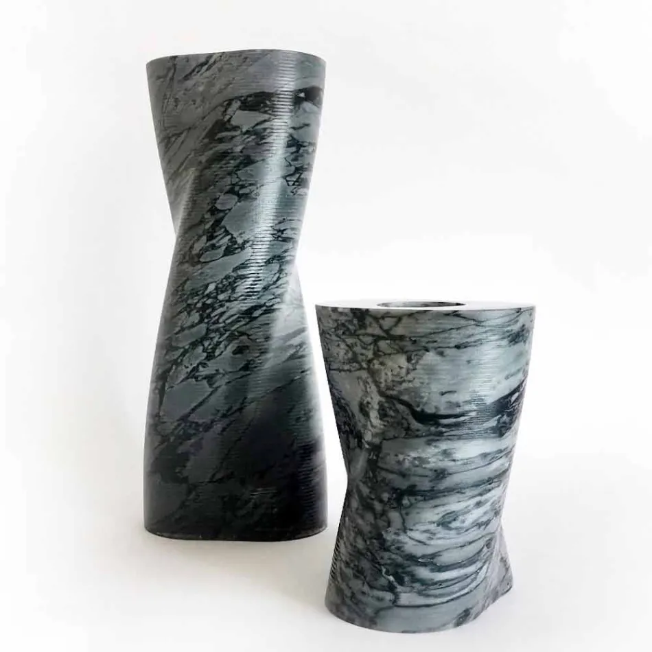 Moderne dekorativ vase i Bardiglio Fiorito marmor fremstillet i Italien - Dido Viadurini