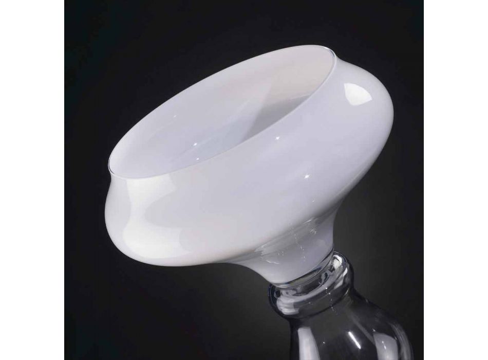 Moderne dekorativ vase i hvidt og gennemsigtigt glas fremstillet i Italien - Vulcano Viadurini