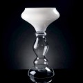 Moderne dekorativ vase i hvidt og gennemsigtigt glas fremstillet i Italien - Vulcano