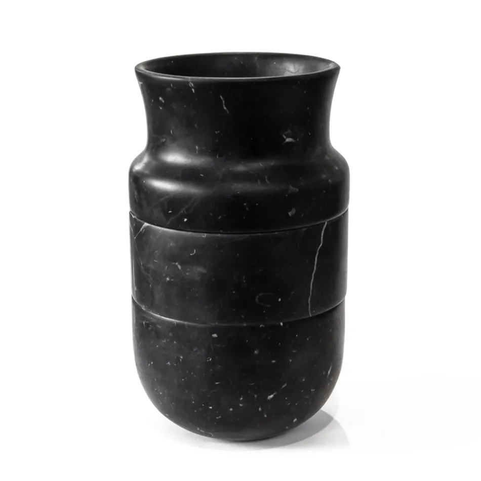 Vase dekoration i hvid Carrara marmor og sort Marquinia Design - Calar Viadurini