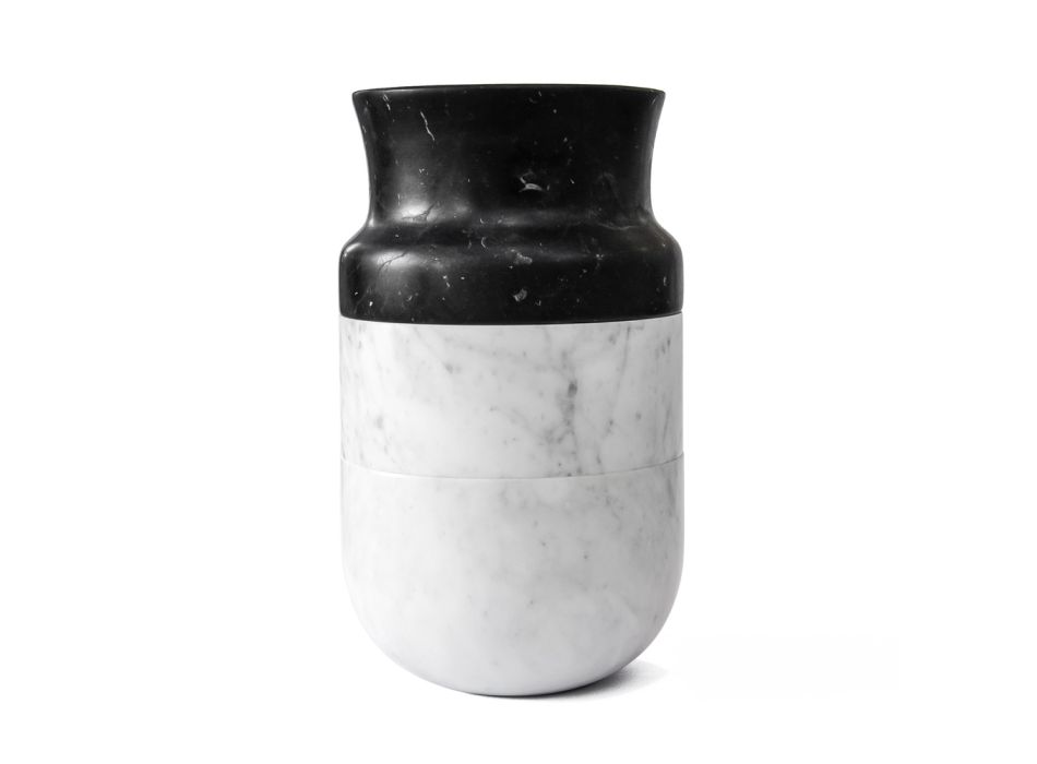 Vase dekoration i hvid Carrara marmor og sort Marquinia Design - Calar Viadurini