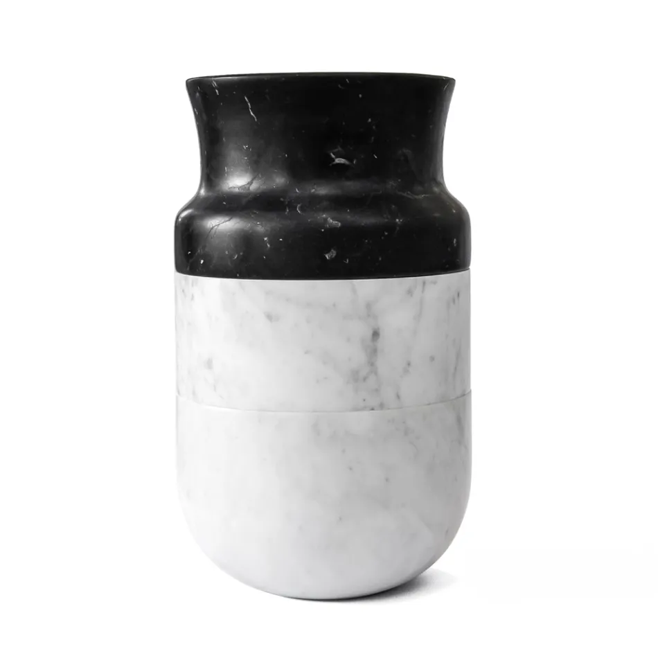 Vase dekoration i hvid Carrara marmor og sort Marquinia Design - Calar Viadurini