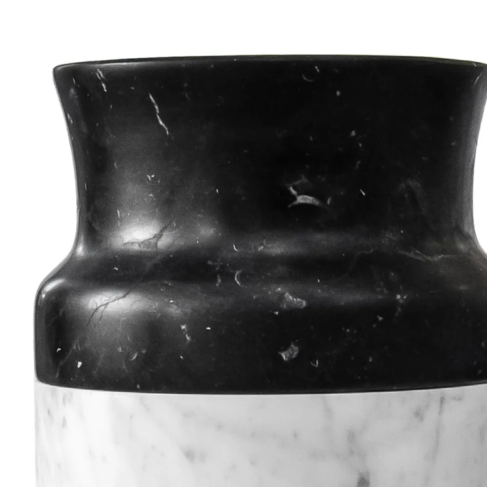 Vase dekoration i hvid Carrara marmor og sort Marquinia Design - Calar Viadurini
