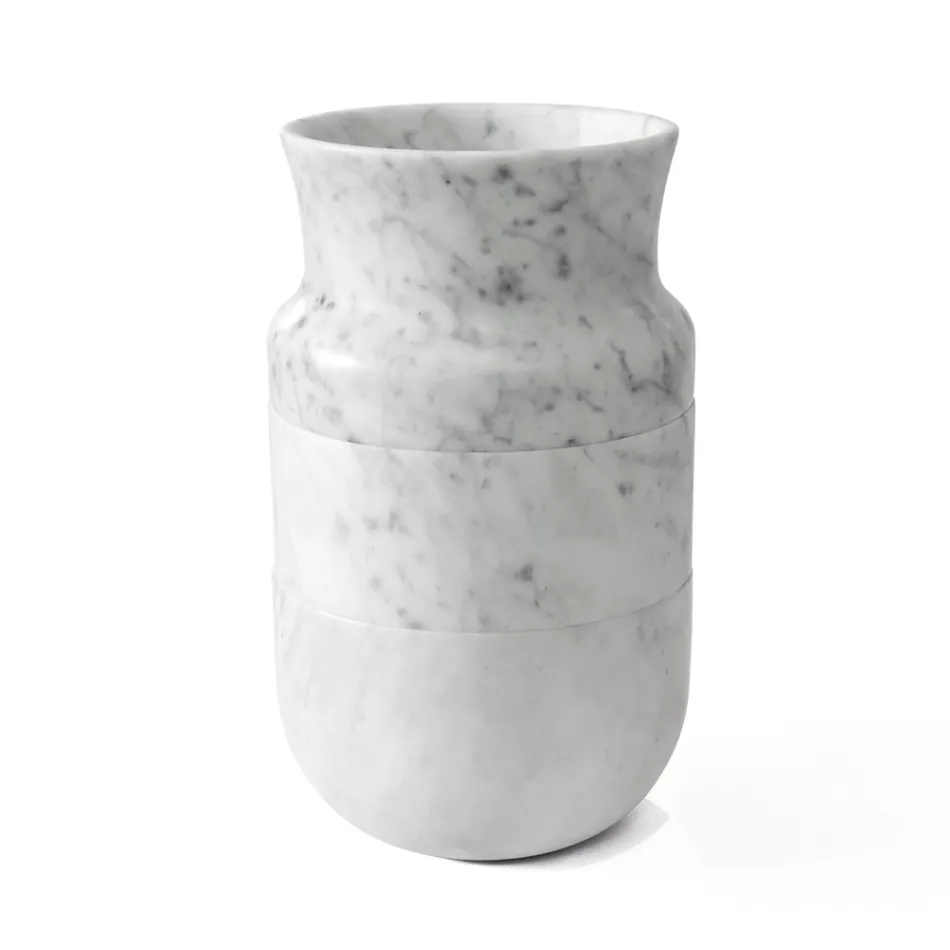 Vase dekoration i hvid Carrara marmor og sort Marquinia Design - Calar Viadurini