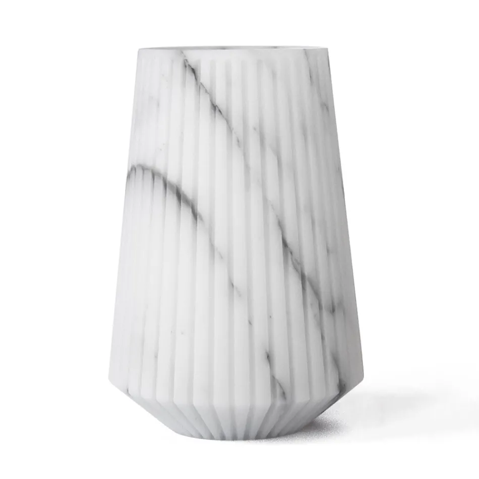 Vase af hvid Carrara marmor eller sort Portoro stribet design - Cairo Viadurini