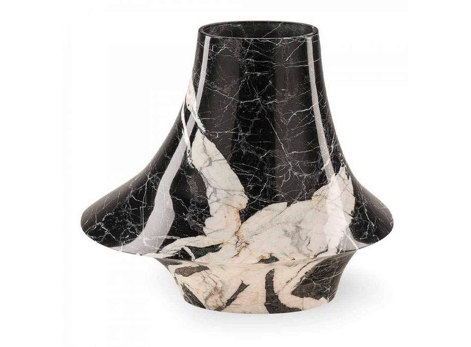 Elegant indendørs vase i hvid og sort marmor Lavet i Italien - Original Viadurini