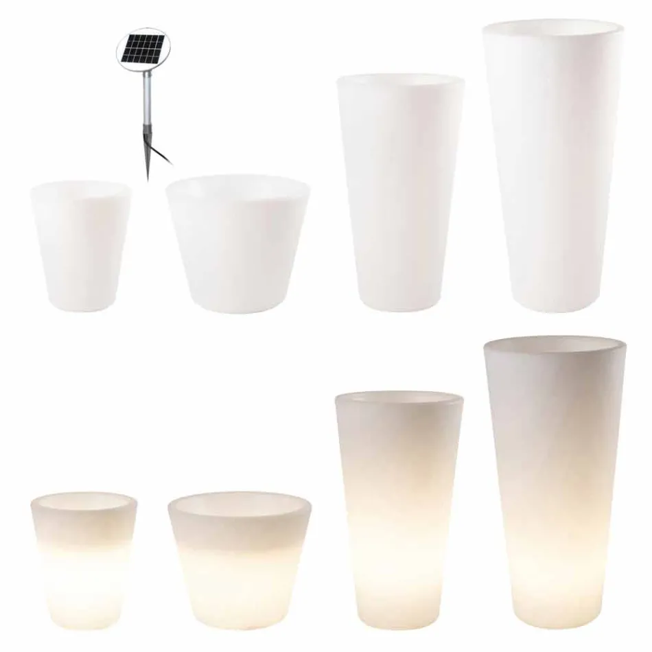 Flerfarvet eller sol-LED-oplyst gryde til haven eller stuen - Vasostar Viadurini