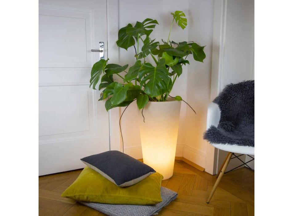 Flerfarvet eller sol-LED-oplyst gryde til haven eller stuen - Vasostar Viadurini