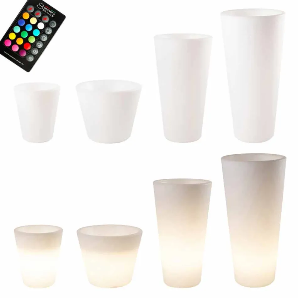 Flerfarvet eller sol-LED-oplyst gryde til haven eller stuen - Vasostar Viadurini