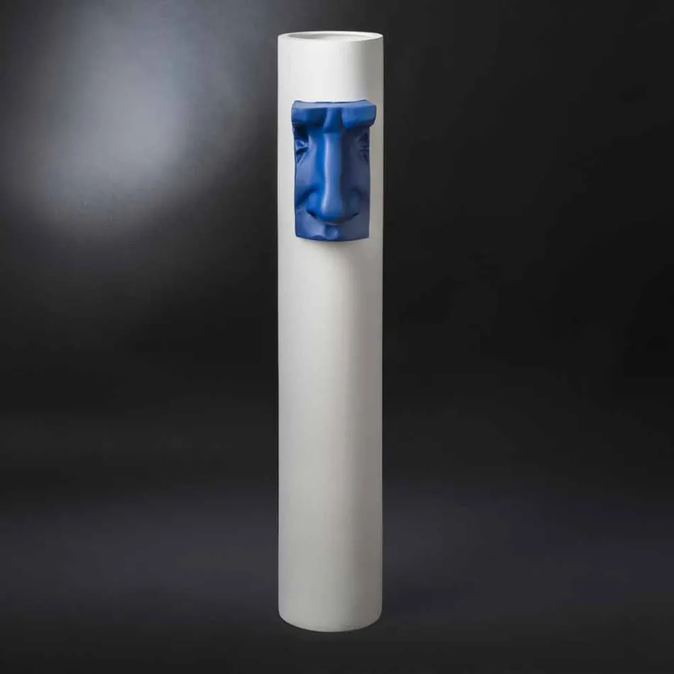 Hvid keramisk vase med farvet indsats håndlavet i Italien - Monte Viadurini