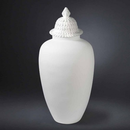 Design hvid keramisk vase med håndlavet i Italien dekoration - Verio Viadurini