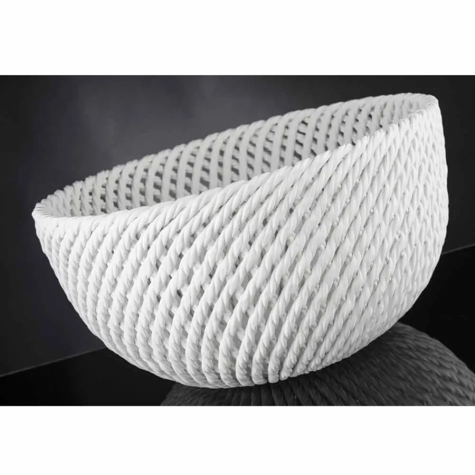 Håndlavet keramisk vase med vævet skud lavet i Italien - Napoleon Viadurini