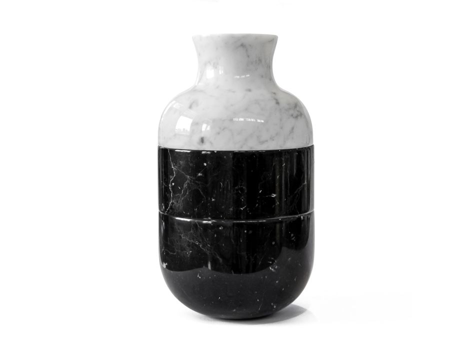 Vase i Carrara White Marble og Black Marquinia Luxury Design - Calar Viadurini