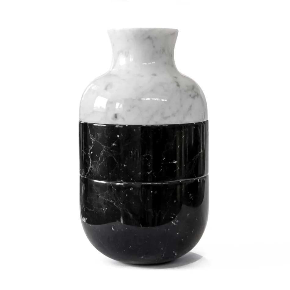 Vase i Carrara White Marble og Black Marquinia Luxury Design - Calar Viadurini