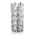 Vase i sølvmetal og glas Elegant cylindrisk design med blomster - Megghy