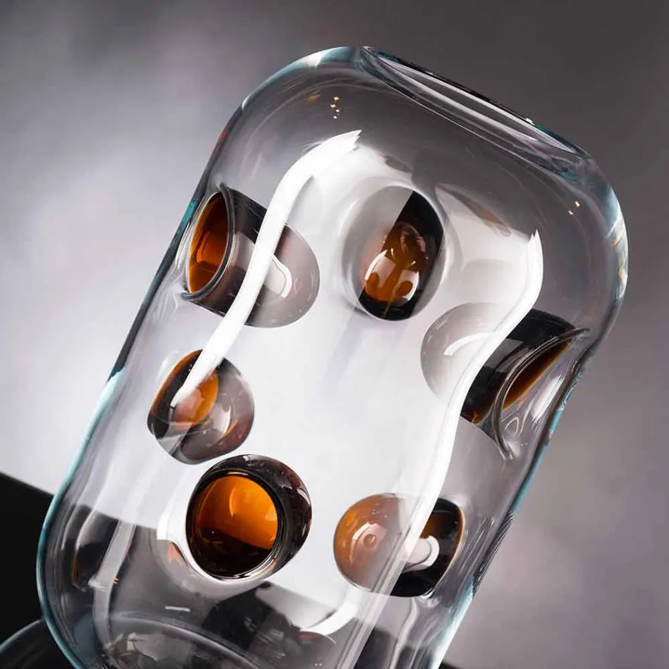 Murano blæst glasvase med farvede detaljer lavet i Italien - Trapani Viadurini