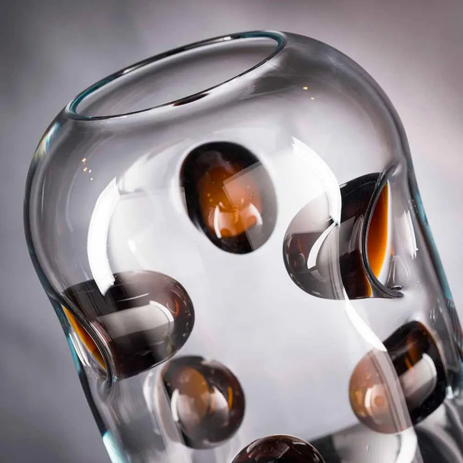 Murano blæst glasvase med farvede detaljer lavet i Italien - Trapani Viadurini