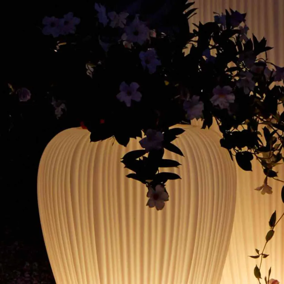 Moderne design lysende udendørs vase i polyethylen, 2 stykker - hud af Myyour Viadurini