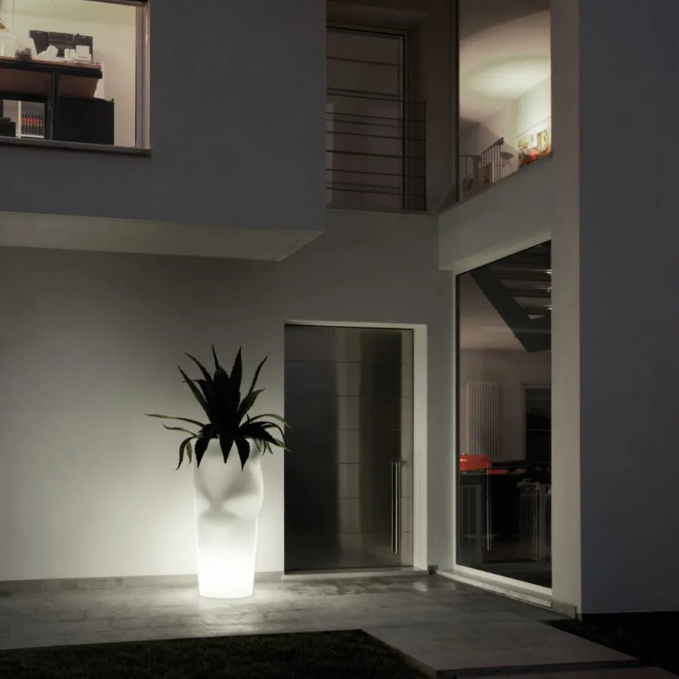 Lys udendørs vase i uigennemsigtig polyethylen fremstillet i Italien - stolt Viadurini