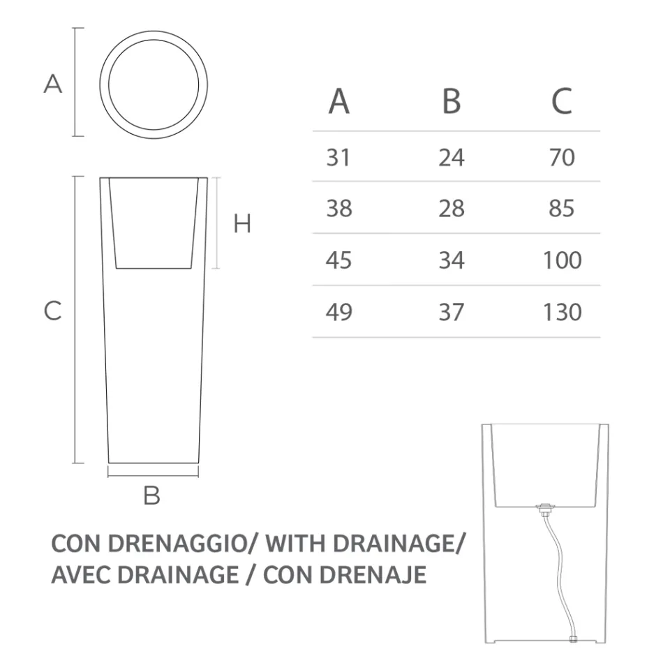 Høj indendørs vase i hvid polyethylen Fremstillet i Italien - Devid Viadurini