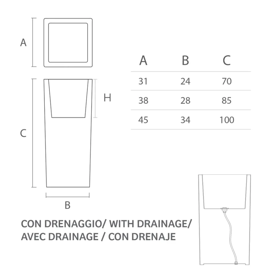 Høj indendørs vase i hvid polyethylen Fremstillet i Italien - Devid Viadurini