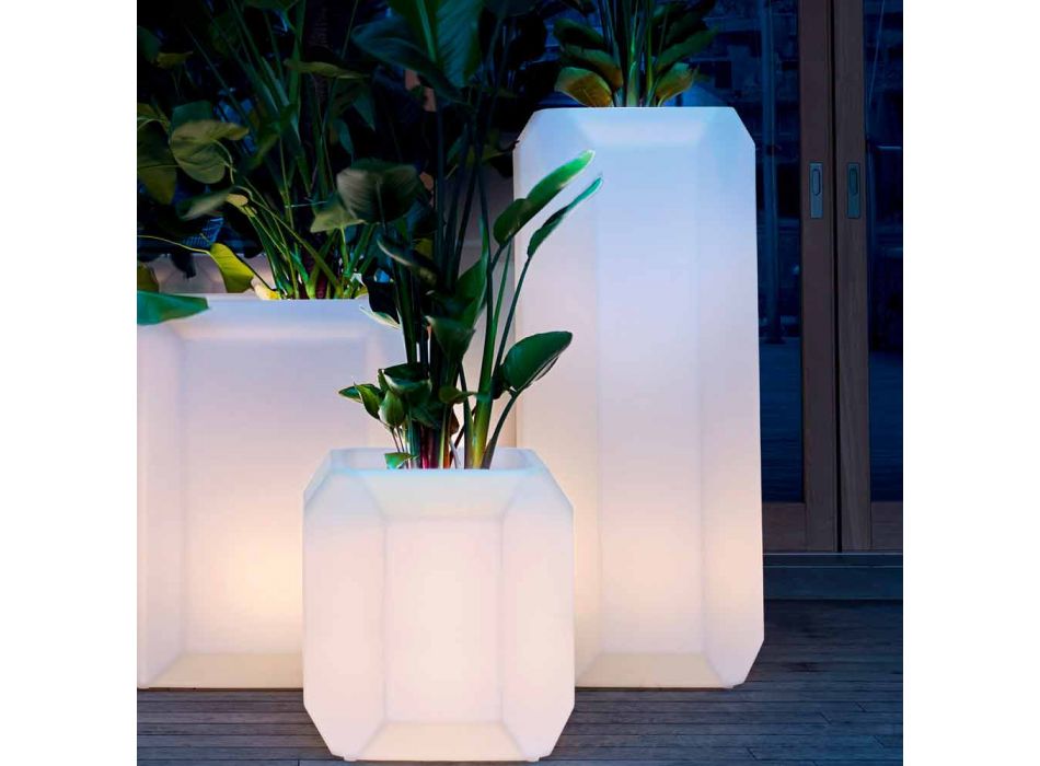 Lysende vase i plastik til udendørs eller indendørs, 3 dimensioner - perle af Myyour Viadurini