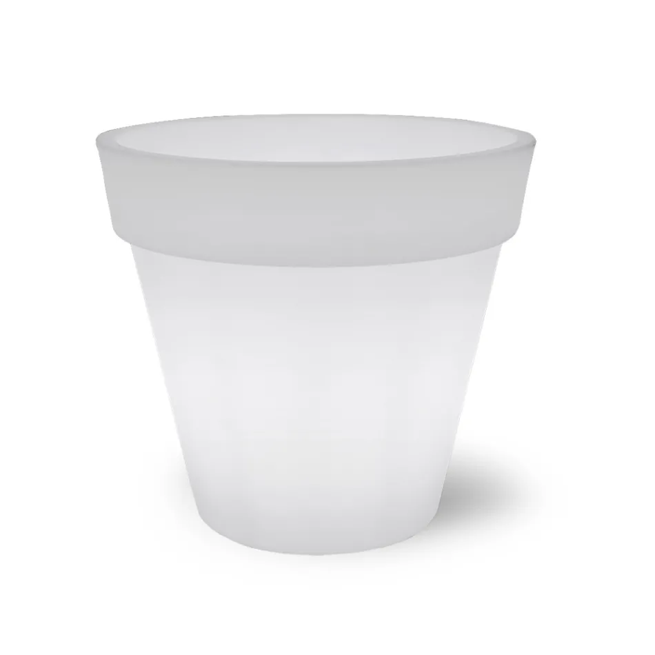 Lys vase til udendørs i hvid polyethylen lavet i Italien - Taralla Viadurini