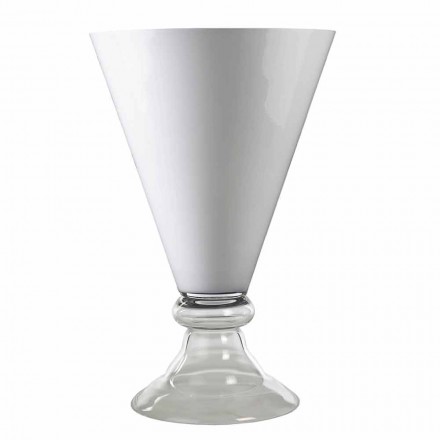 Moderne indendørs vase i hvidt og gennemsigtigt glas fremstillet i Italien - romantisk Viadurini