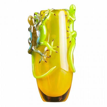 Farvet glas dekorativ vase håndlavet i Italien - Geco Viadurini