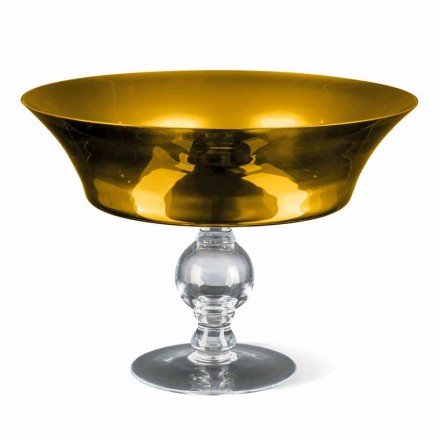 Dekorativ vase i guld og gennemsigtigt blæst glas fremstillet i Italien - Delfino Viadurini